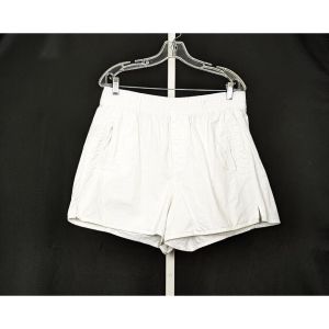 90s Shorts White Cotton Pockets Elastic Waist by Lizwear| Vintage Misses L
