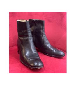 Modern Vintage Black Leather Chunky Heel Ankle Boots |Margaret Howell | Japan 24 US Women 7