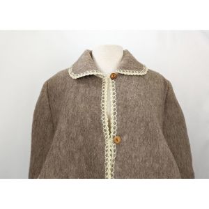 80s Poncho Cape Shawl Alpaca Wool Brown Cream Floral Misses One Size Vintage - Fashionconstellate.com