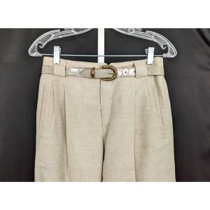 90s Pants Tan Linen Blend High Pleated Waist by Lizsport | Vintage Misses 4 - Fashionconstellate.com