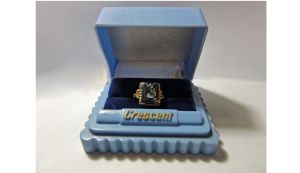Vintage 40s-50s Men's Ring 10K Yellow Gold Hematite Soldier Intaglio with Box - Fashionconstellate.com