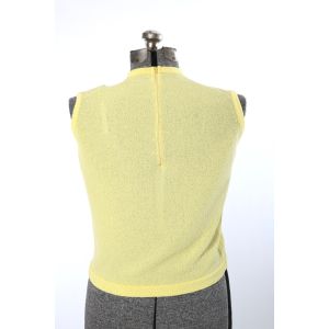 Vintage 1960s Yellow Bouclé Knit Sleeveless Shirt by Talbott Travler  |  Large - Fashionconstellate.com