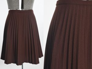 Vintage 1970s Brown Autumn Accordion Pleated Knit Midi Skirt by Talbott Travler | XL/XXL