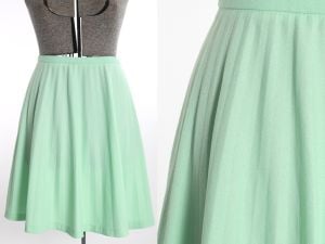 Vintage 1960s Mint Green Accordion Pleated Knit Skirt by Talbott Travler | L to XL