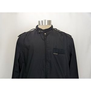 80s Jacket Black Cafe Racer Style by Bonjour | Vintage Men's L - Fashionconstellate.com