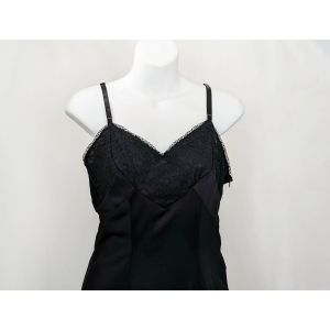 60s Slip Black Nylon Full Dress by Skirt Saver | Vintage Misses 34 - Fashionconstellate.com