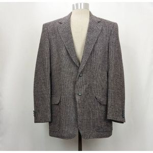 80s Blazer Sportcoat Gray Brown White Tweed Wool Jacket by Oakton Ltd. | Vintage Men's 46L