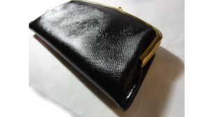 Vintage 70s Long Wallet /Checkbook Credit Card Holder NOS Black Leather