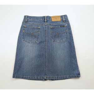 90s Y2K Blue Denim Jean Skirt by Squeeze | Vintage Misses 7/8 - Fashionconstellate.com