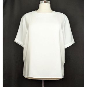 90s New Deadstock Blouse White Short Sleeve Sheer Shell by Notations| Vintage Women's 42/22W