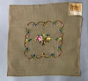 Preworked 70s Vintage Needlepoint Canvas from Paragon|Hand Embroidered Cotton Canvas w/Wool Yarn