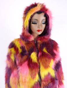 J. VALENTINE Faux Fur Patchwork Hood Bomber Coat Vintage RAVE REVIVAL Y2K | S/M - Fashionconstellate.com