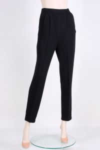 Vintage 1980s Size 2 ST. JOHN COLLECTION Black Santana Wool Knit Pants w Pockets | XS/S - Fashionconstellate.com