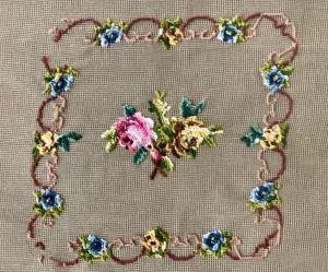 Preworked 70s Vintage Needlepoint Canvas from Paragon|Hand Embroidered Cotton Canvas w/Wool Yarn - Fashionconstellate.com
