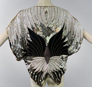 Authentic Swee Lo 80s Black White & Silver Sequins & Beads Butterfly Top |Like-New Condition! | OSFA - Fashionconstellate.com