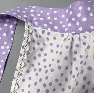 Vintage Midcentury Lavender & White Polka Dots w/ Rickrack Trim Half Apron | Great Gift! - Fashionconstellate.com