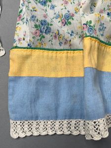 Vintage Midcentury Cotton Half Apron | Floral Print w/ Crochet Trim & Embroidery | Great Gift! - Fashionconstellate.com