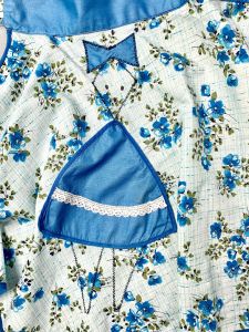Vintage Midcentury Cotton Half Apron | Floral Print w/ Little Girl Pocket | Great Gift! - Fashionconstellate.com