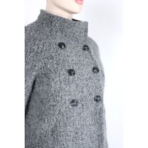 Vintage 90s DKNY Charcoal Gray Tweed Wool Double Breasted Peacoat #42315 | M/L - Fashionconstellate.com