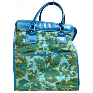 Vintage 1970s Avon Rep Teal Green Tapestry Large Bag Purse Mod Tote 60s 70s - Fashionconstellate.com