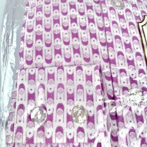 Deadstock Vintage 60s CROMWELL Purple White Pattern Button Up Dress Shirt | S 14  - Fashionconstellate.com