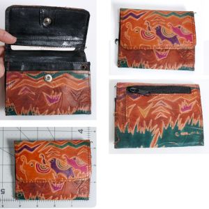 Vintage 1990s Colorful Tribal India Elephant Large Leather Bag Purse Wallet - Fashionconstellate.com