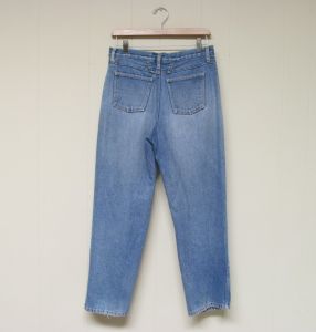 Vintage 1980s Blue Jeans, 80s Slouchy Faded Denim Jeans, New Wave Tapered Leg Pants, 30 Inch Waist - Fashionconstellate.com