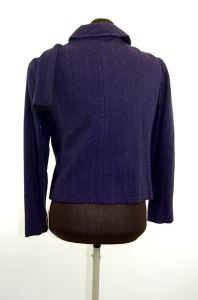 1950s purple wool jacket with attached scarf peter pan collar tweed blazer - Fashionconstellate.com