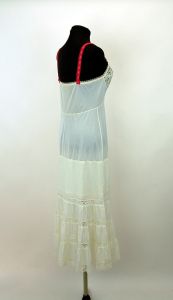 1950s  slip upcycled long slip with lace inserts tiered ruffles Size 34 Bridal slip - Fashionconstellate.com