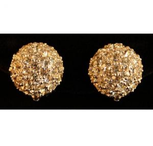 Beautiful Pavè Rhinestone Earrings by Pennino - Clip On Button Style Round - 1950s Glamour Girl 