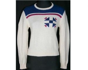 Size 6 Ski Sweater - Cool Retro Snowflake Motif Pullover - Winter Modernist 1980s Scandinavian Look 