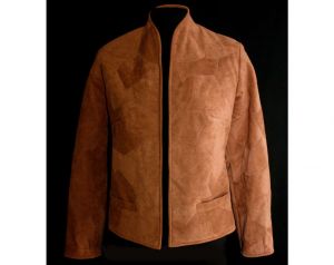 Size 8 Dusk Rose Ultra-Suede 70s Patchwork Jacket - Small Medium 1970s Open Front Boho Blazer 