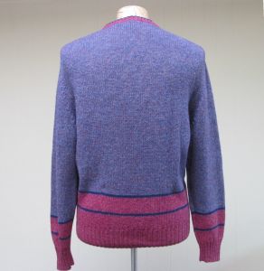 Vintage 1980s Shetland Wool Sweater, 80s Color Block Purple Fuchsia Knit Pullover, Medium 42'' Chest - Fashionconstellate.com