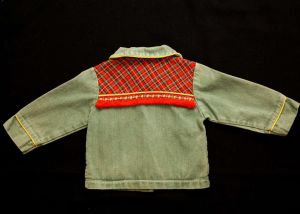 Baby Girls Jacket - Adorable Toddler's Scotty Dog Red Tartan Plaid Denim Jean Jacket - Size 12 to 18 - Fashionconstellate.com