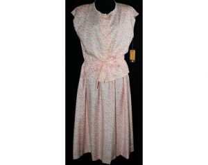 Size 4 Prairie Peach Calico Cotton 2-Pc Dress - Sleeveless Pastel Summer Top & Skirt - 80s