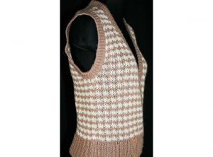 Neutral Knit Vest - XS 80s Luxury Alpaca - Mushroom & Cream 1980s Knit Ladies Sleeveless Sweater - Fashionconstellate.com