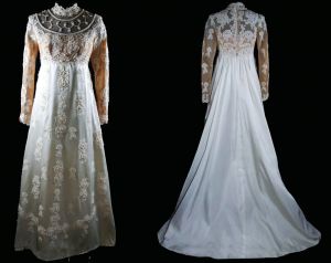 Size 4 Wedding Dress - Gorgeous Pearl & Lace Empire Bridal Gown by Priscilla of Boston 
