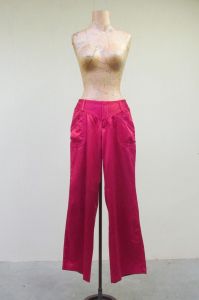 Vintage 1990s Cherry Bomb Red Satin Club Pants Crimson Armani Exchange Glam Rock Wide Leg Trousers