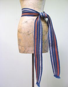 Vintage 1960s Woven Tie Belt, 60s Boho Hippie Ethnic Sash, Made in India, Dead Stock with Store Tag - Fashionconstellate.com