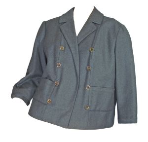 Mod 60s Gray Wool Boxy Cropped Jacket by Designer Martha Weathered for Michelle