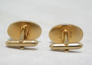 MCM 1950s Deco Cufflinks - Men's Cuff Links - 50s 60s - Goldtone Metal & Red Stones - Mens Jewelry  - Fashionconstellate.com