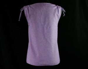 Size 8 Lavender 70s Vest - Shaggy Boucle Light Purple Knit - Sweet Tied Shoulders - 1970s  - Fashionconstellate.com