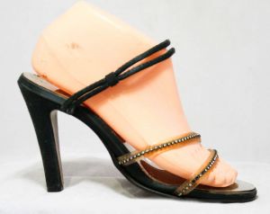 FINAL SALE Size 6 1/2 Saturday Night Fever Disco Shoes - Black Satin & Rhinestones - Sexy 1970s 6.5  - Fashionconstellate.com