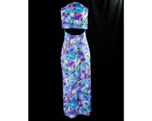 Size 8 Sailor Collar Sun Dress - Beachy Blue & Purple 1970s Sun Dress - Sleeveless 60s 70s Summer  - Fashionconstellate.com