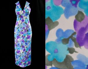 Size 8 Sailor Collar Sun Dress - Beachy Blue & Purple 1970s Sun Dress - Sleeveless 60s 70s Summer 