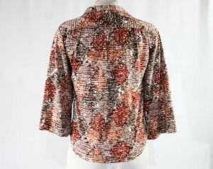 Size 18 Tawny Diamonds Print Shirt - 1970s Jersey Knit Top - Miami Label - Late 70s Early 80s Casual - Fashionconstellate.com