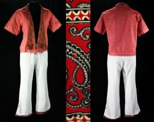 Size 6 Red 50s Cotton Jacket & Pants - Small Rare 1950s Beach Pajama Play Set - Acapulco Resort Chic