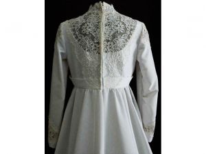 Size 10 Wedding Dress - 1960s White Crepe Vintage Bridal Gown with Lace Bodice & Formal Skirt  - Fashionconstellate.com