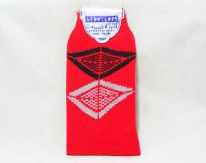 Boy's 1950s Socks - Cherry Red Atomic Print - Boys 50s Sock Pair - Gray & Black Diamond Patterns 