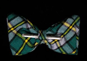 1970s Men's Bow Tie - Swing Era Style Mens 70s Bowtie - Preppy Cute Clip On Tie - Blue Green Gray - Fashionconstellate.com